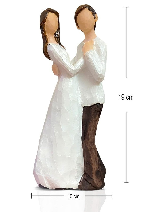 اكستور تمثال زوجين رومانسيين متوسط الحجم مطلي يدويًا من إكستوري | ديكور منزلي جميل من الراتنج (عبوة من قطعة واحدة، لون أبيض وبني) - Image 4